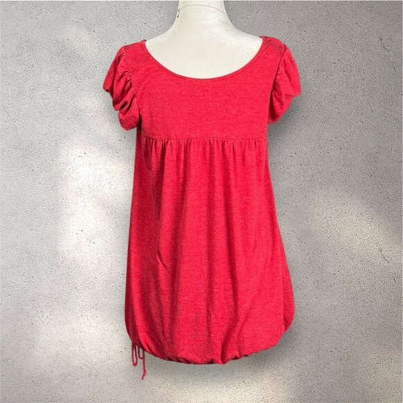 No Boundaries Babydoll Yoke Top Juniors' L Red Puff Sleeve Bubble Hem Y2K Shoujo - Picture 3 of 8